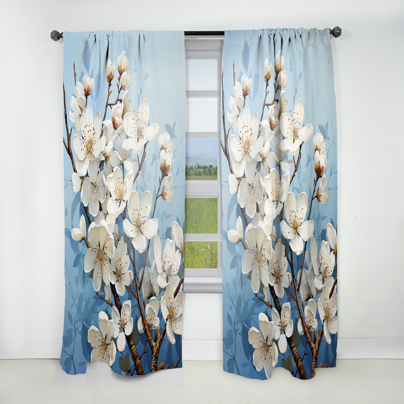 Gurleen Dogwood Field Pointillism Collage VI - Traditional Curtain - Velvet Room Darkening - 1 Panel, 52" W x 95" L