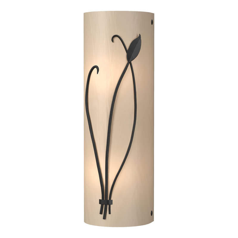Leaf 2 - Light Flush Mounted Sconce, Black, White Art Glass, Right
