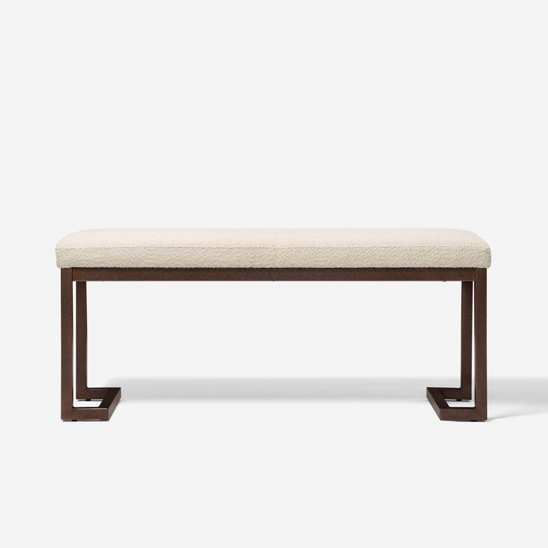 Modern Upholstered Bench with,48 Inch Indoor Bench for Entryway, Hallway, Living Room, Dining Room, Bedroom, Modern & Decorative - White, Cream Boucle