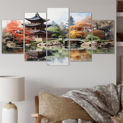 China Art Pagoda Serenity Geography Wall Decor on Metal