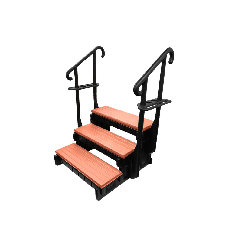 Escalier 3 marches pour jacuzzi Signature, Bois rouge
