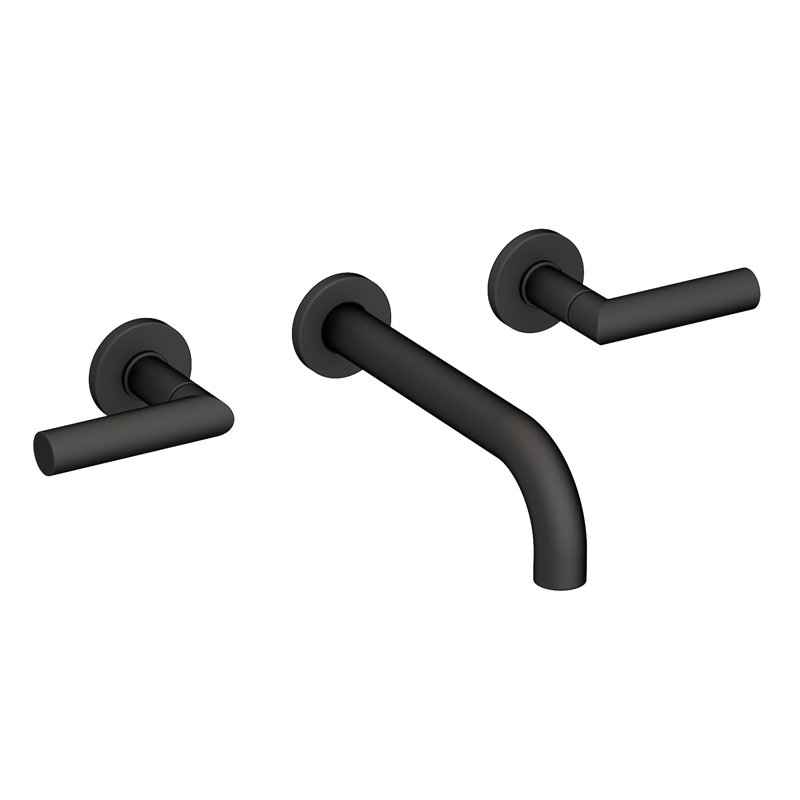 Pavani Wall Mount Bathroom Faucet, Flat Black