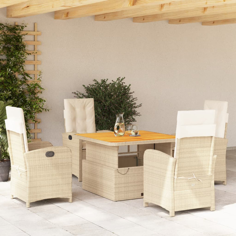  Garden Dining Set Beige, 28" H x 43.3" W x 43.3" D, 4