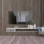Meuble télé flottant mural avec 2 portes, meuble audio-vidéo compact et minimaliste avec gestion des câbles