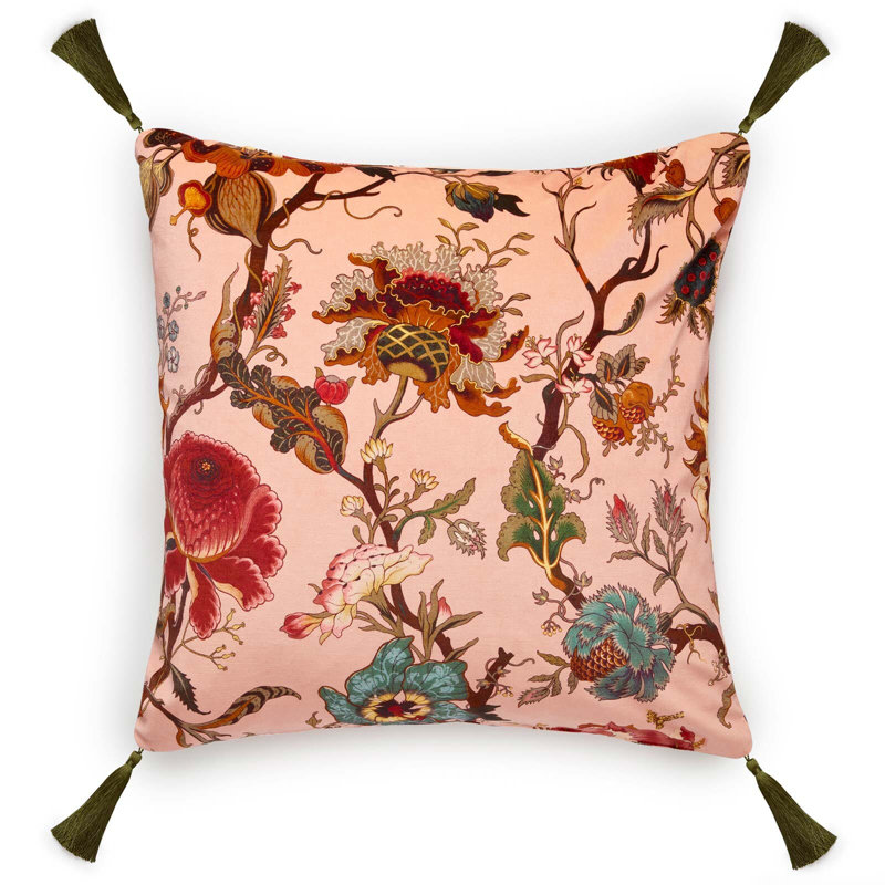 Artemis Throw Square Pillow Cover & Insert - Blush/Olive Green/Brown/Red