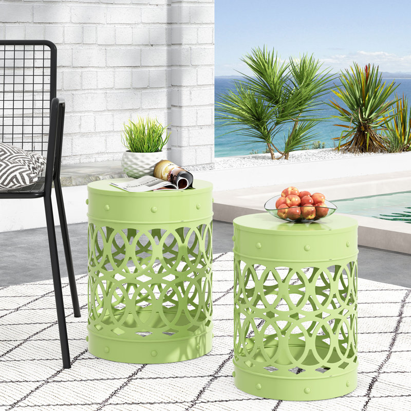 Table de bout d'extérieur en métal S / 2, Vert