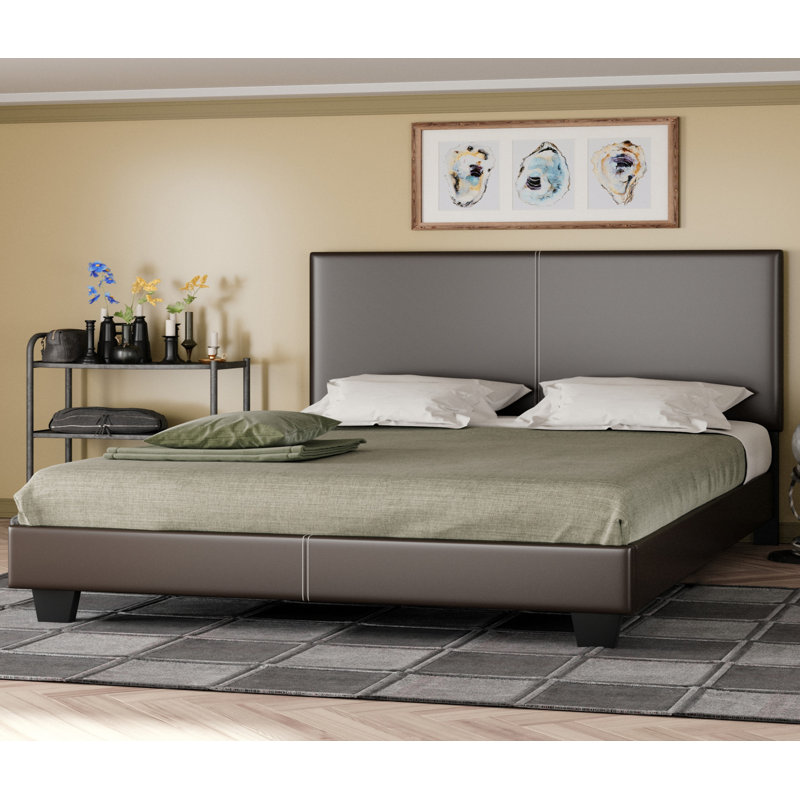 Karas Vegan Leather Platform Bed, Tobacco, King