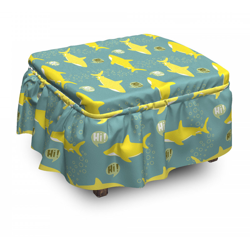 Ensemble de housse pour repose-pieds à coussin de boîte 2 pièces requin friendly