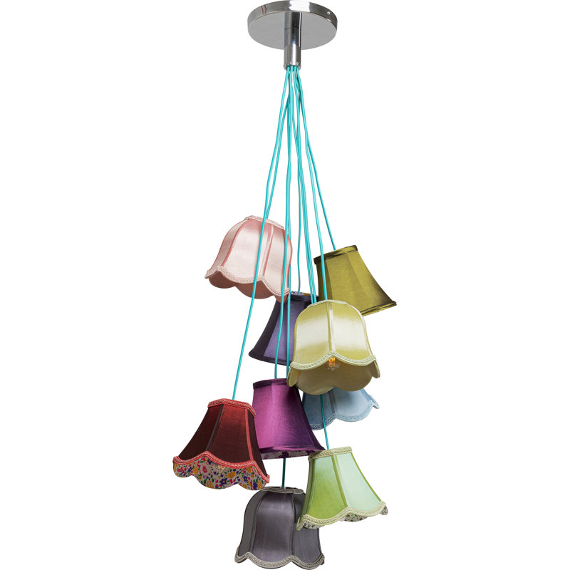 5 - Light Pendant Lamp Saloon Flowers, Purple/Orange/Brown, 116cm H x 60cm W x 60 cm D, 9