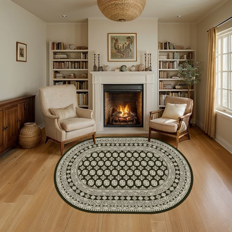 Tapis gris anthracite/gris oriental Attell, Ovale 2 pi 7 po x 4 pi 7 po
