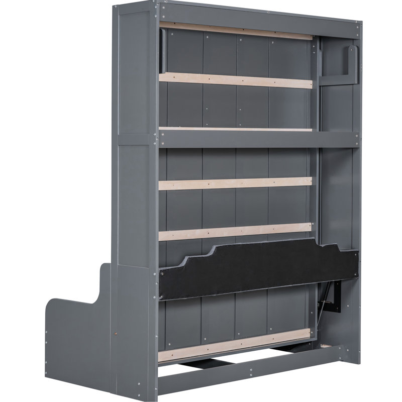Lit grand - Meuble peu encombrant pour petit appartement confortable avec coussin et facile à utiliser, Gris