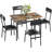 5-Piece Dining Table Set for 4, Wood & Metal Kitchen Dinner Table Set with 4 Upholstered Chairs, Modern Design and Space-Saving, for Dining Room, Apartment, Easy to Assemble, Black-1165600616