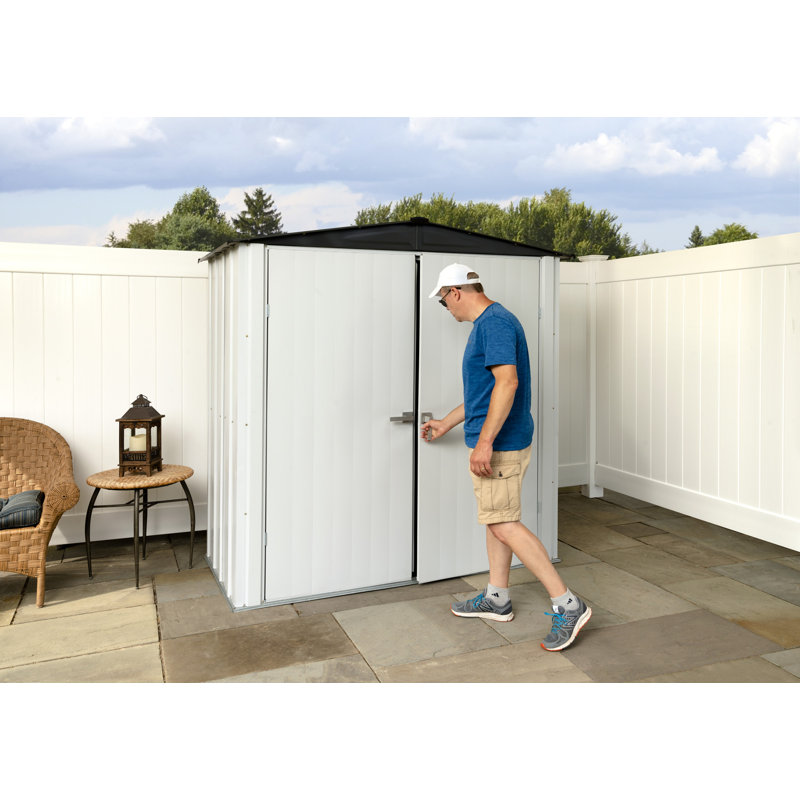 Flute Gray and Anthracite Steel Patio Shed with Swing Doors