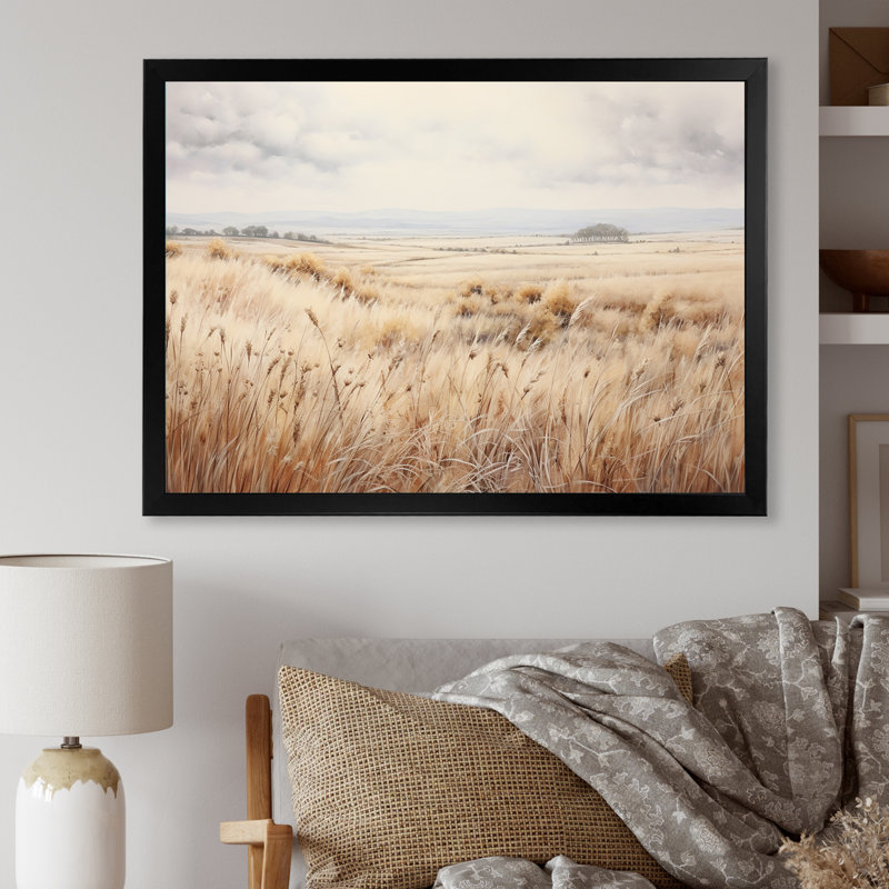 Prairie Peacefulness Meadows - Prairies, reproduction sur toile, Cadre simple noir, H 30 po x l 40 po x P 1,5 po