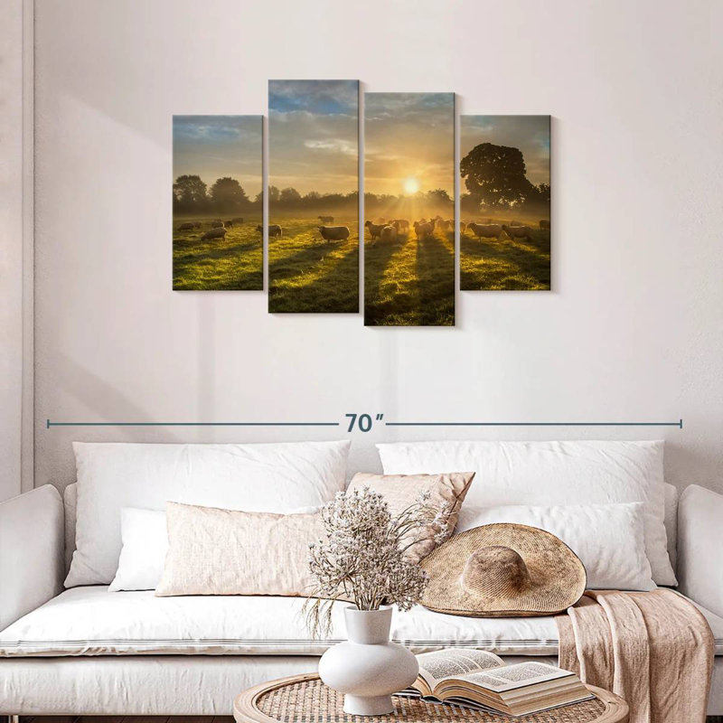 Alvord volée de moutons au lever du soleil, H 27 po x l 43 po