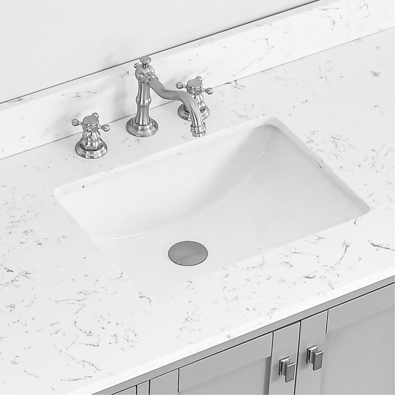 60"x 22" bathroom stone vanity top engineered color with undermount ceramic sink and 3 faucet hole with backsplash