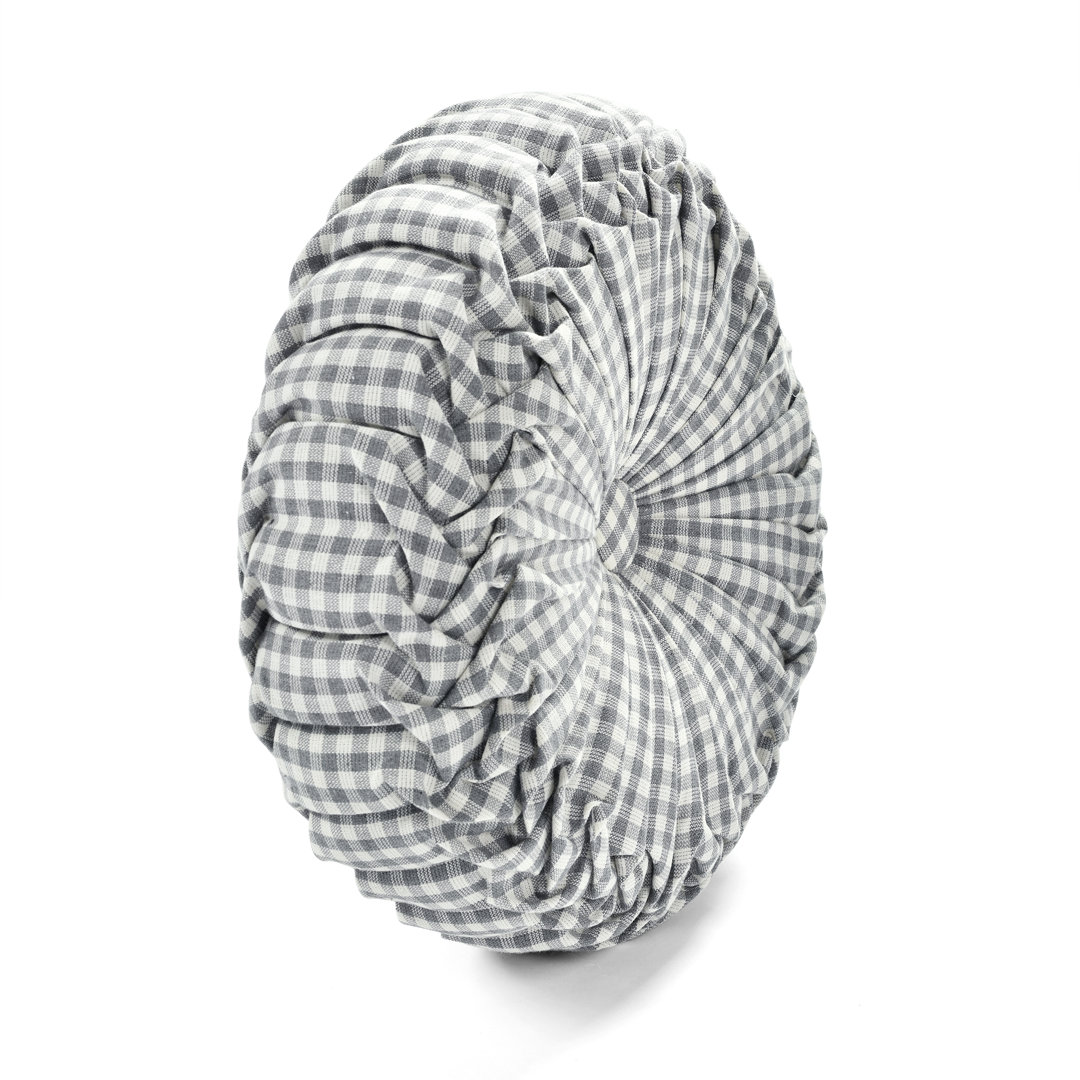 Gingham Check Yarn Dyed Round Pillow Cover & Insert Lush Decor 
