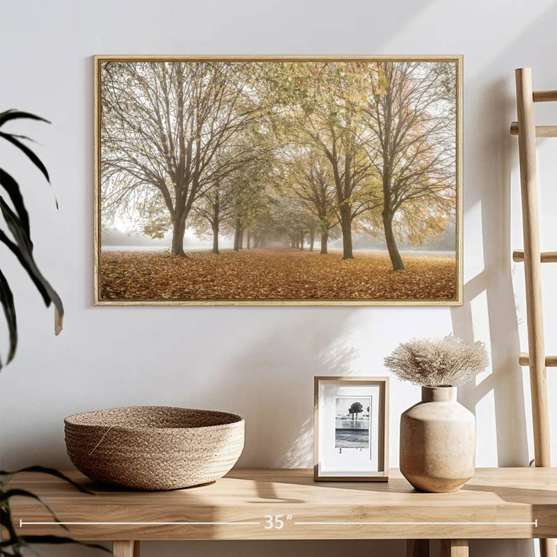 Paix d'automne, 25 po x 17 po, Cadre flottant en bois naturel