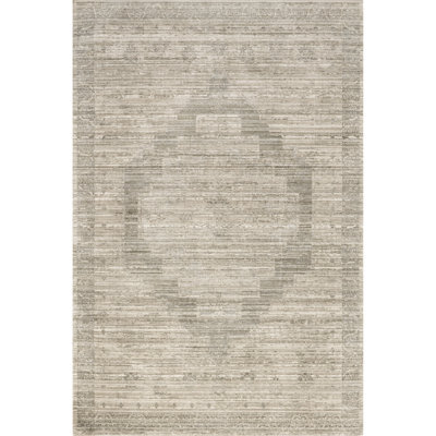 Lotus Medallion Machine Washable Indoor/Outdoor Area Rug for Living Room Patio Deck Front Porch Kitchen, Beige