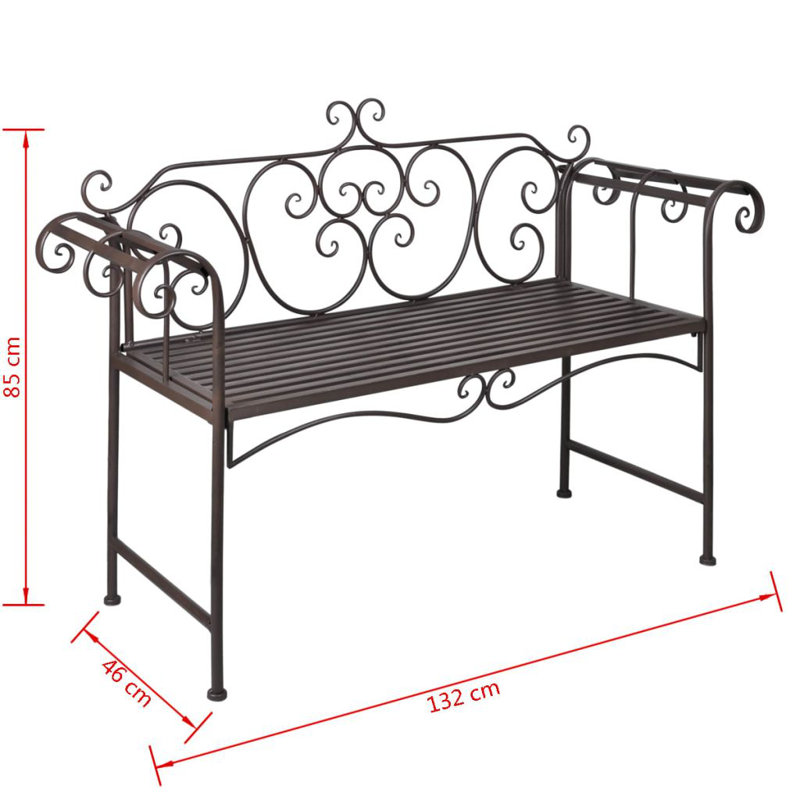 Congo Metal Outdoor Bench, Antique Brown
