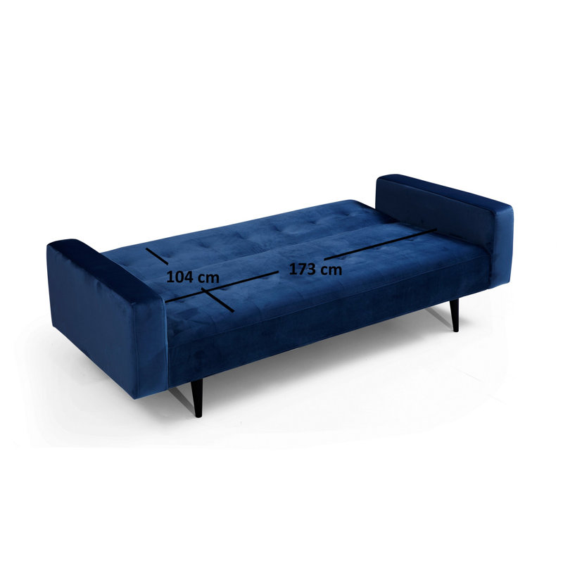 Canapé-lit à accoudoirs carrés 80,71 po, Bleu marine