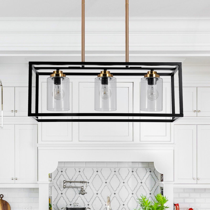 Modern 3-lights Rectangular Pendant Light Dimmable
