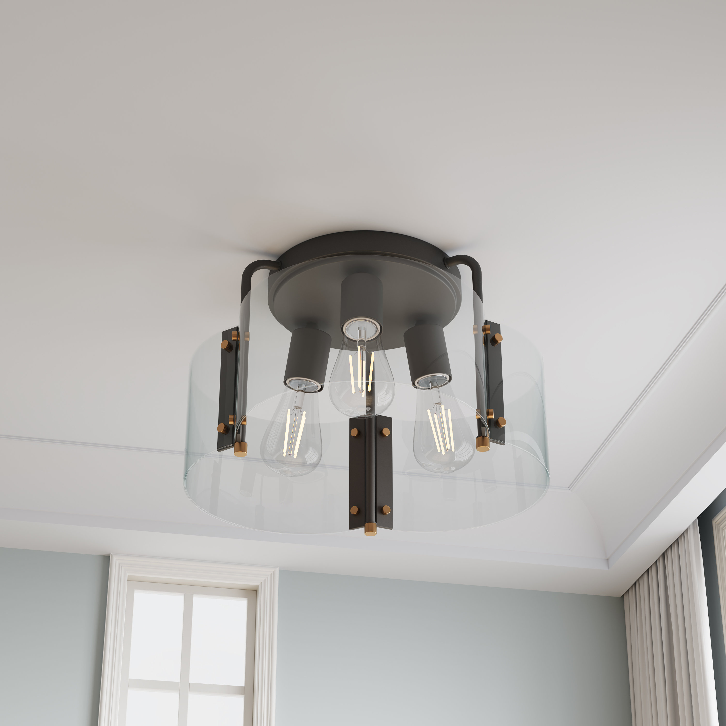 Industrial farmhouse flush mount on sale lighting