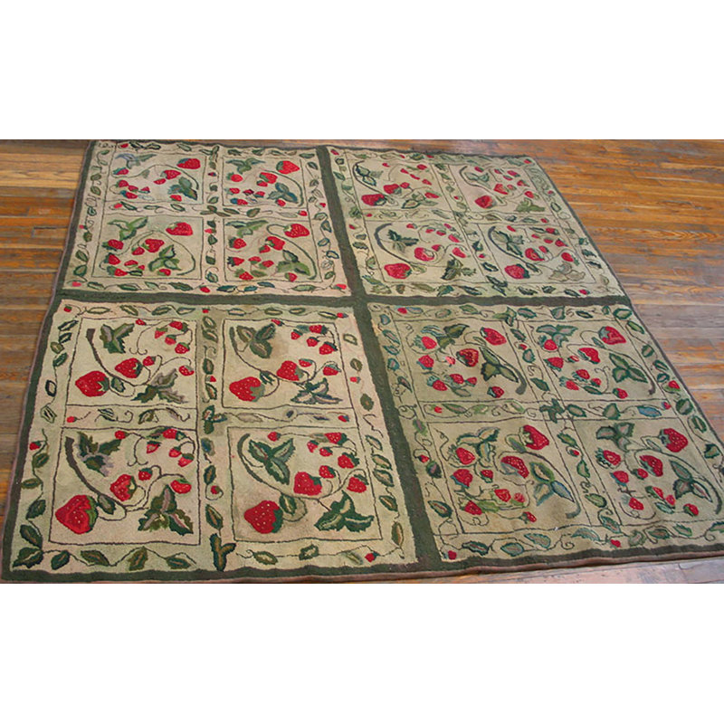 Tapis crocheté antique en laine ivoire