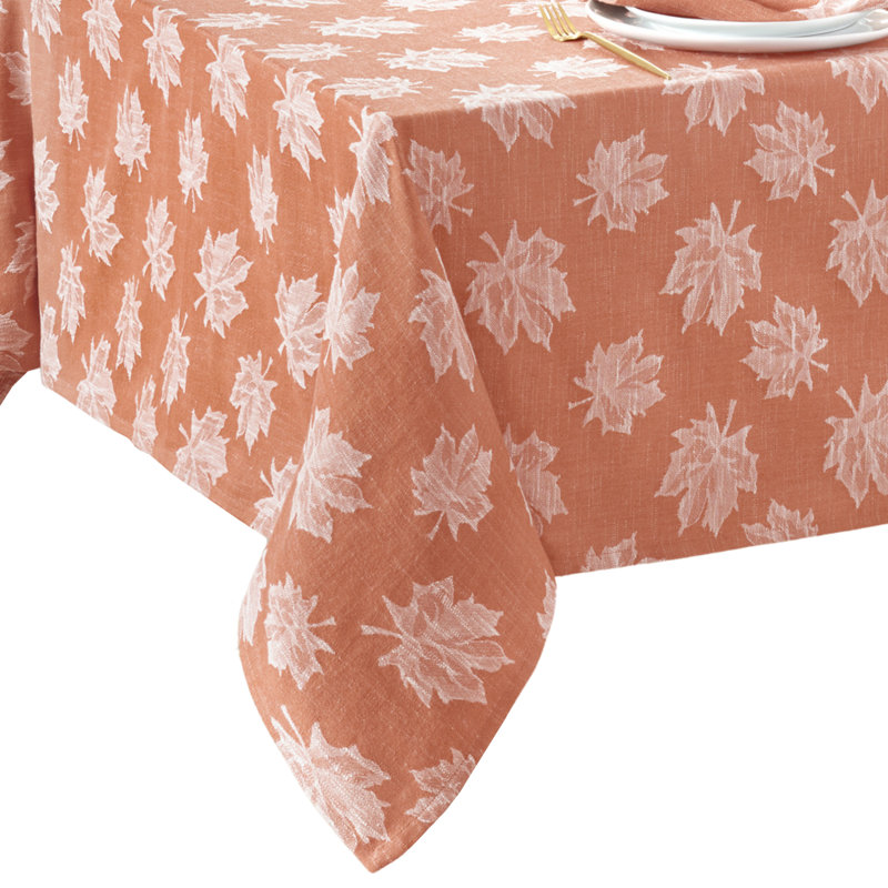 Mattox Falling Leaves Jacquard Cotton Tablecloth, Sienna, 102"  x 60" Rectangle