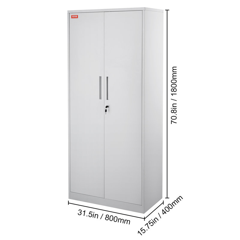 Metal Single Storage Cabinet ( 179.8cm H x 80cm W x 40cm D), White