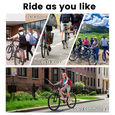 Mountain Bike 24/26 Inch, High-Density Carbon Steel Frame, 21 Speed, Front Suspension, Dual V-Brakes, 80% Pre-Assembled for Men Women Teens