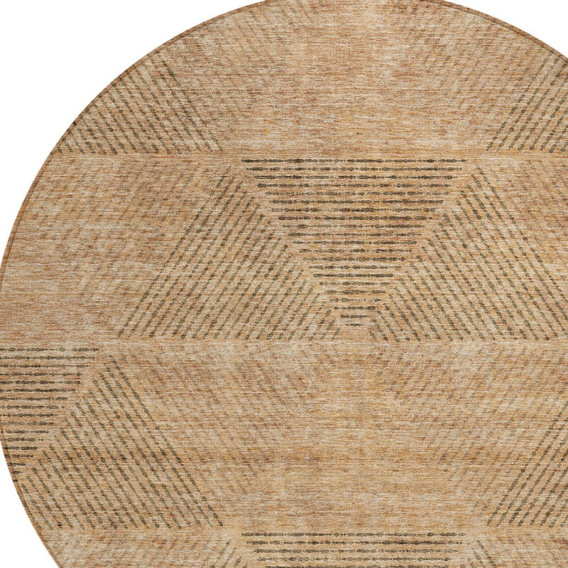 Tapis d'intérieur rond lavable géométrique 8 pi