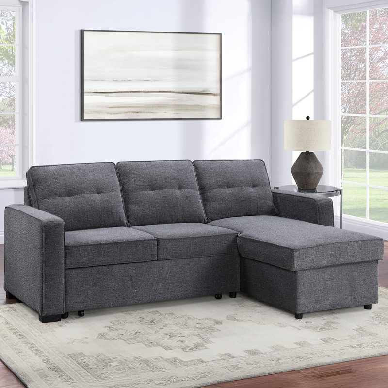 Canapé-lit coulissant 88 po Omri, Polyester gris