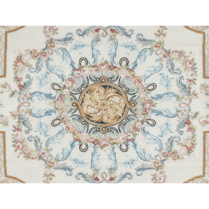 Hand-Knotted High-Quality Ivory and Black Area Rug