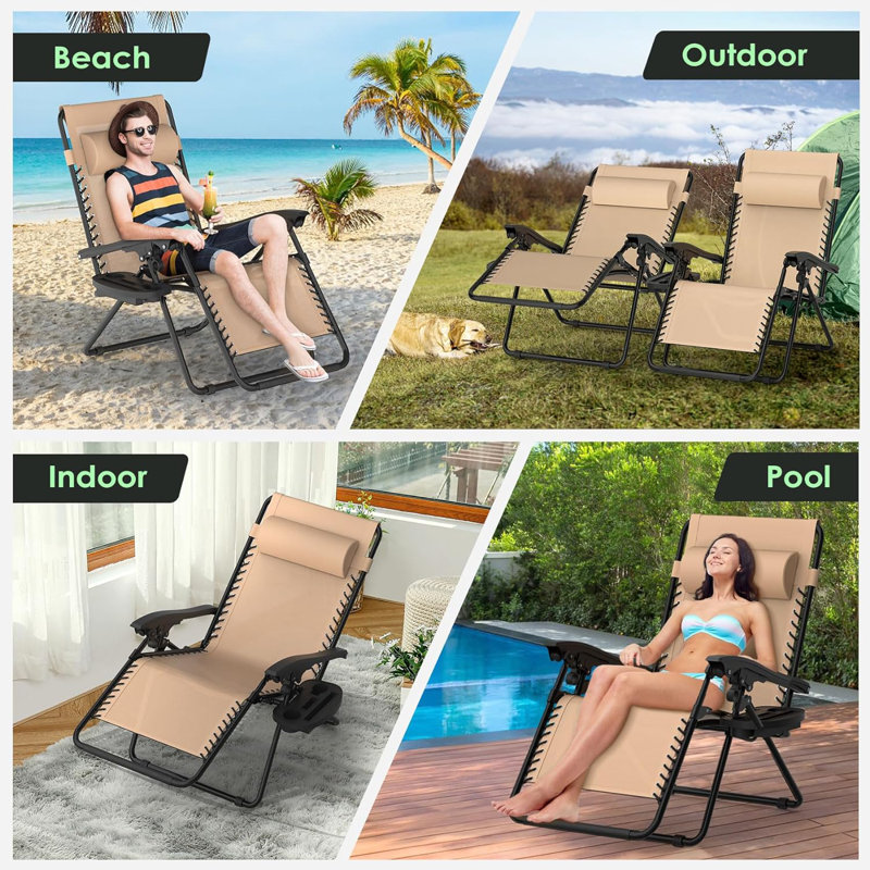 Tanesia Folding Recliner Chair, Khaki