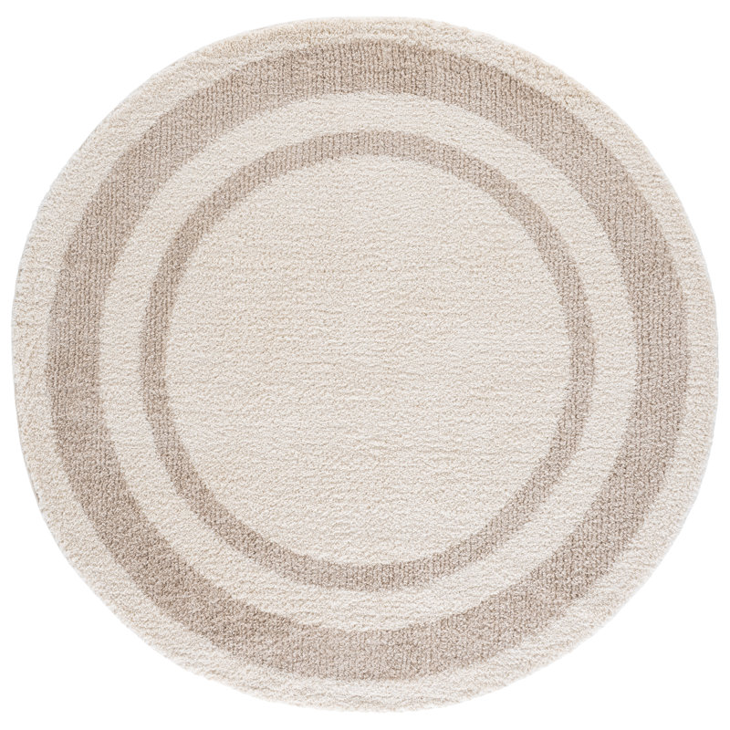 Gemma Shag 608 Performance Geometric Rug, Round 6'7"