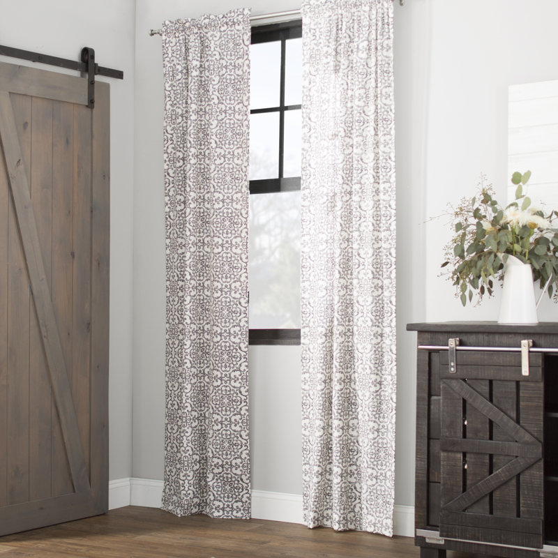Aleigh Sheer Curtain Pair, Charcoal, 28"W x 84"L