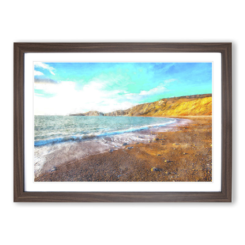 Worbarrow Bay in Dorset - Picture Frame Graphic Art, Walnut Framed, 48cm H x 65cm W x 2cm D