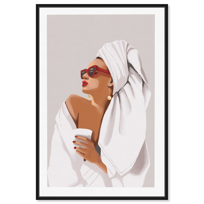«Her Morning routine» - impression, Toile encadrée, H 24 po x l 16 po, Noir