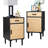 Cirsten Tall Nightstands Set Of 2, End Table, Side Table With Drawer And Shelf, Hand Made Rattan Decorated Doors, Wood Accent Table With Storage For Bedroom, 2 Pack-1314374032