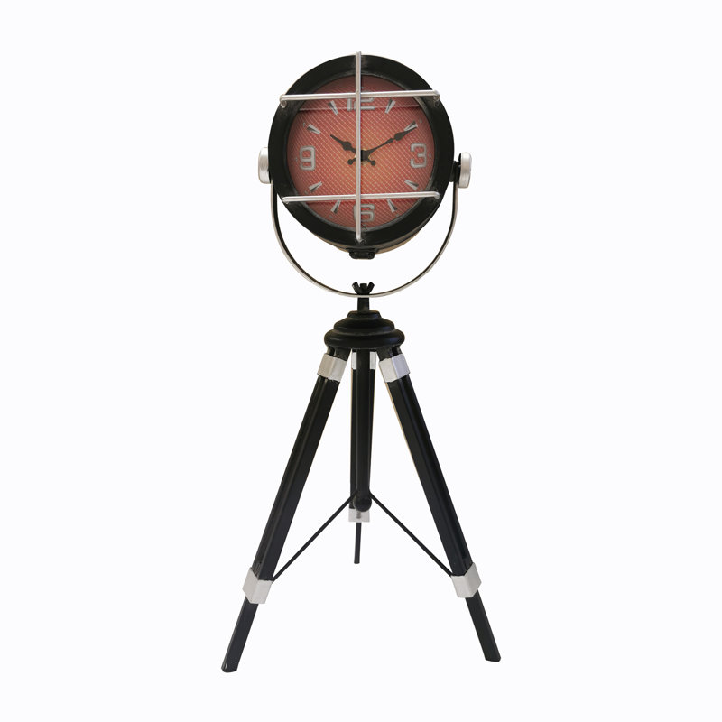 Horloge de table en métal quartz analogique en noir