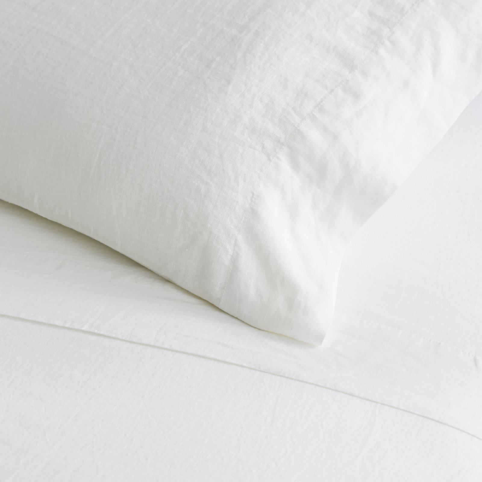 Frazier 100% Linen Machine Woven Sheet Set, Eggshell White, Full Sheet Set with 2 Pillowcases