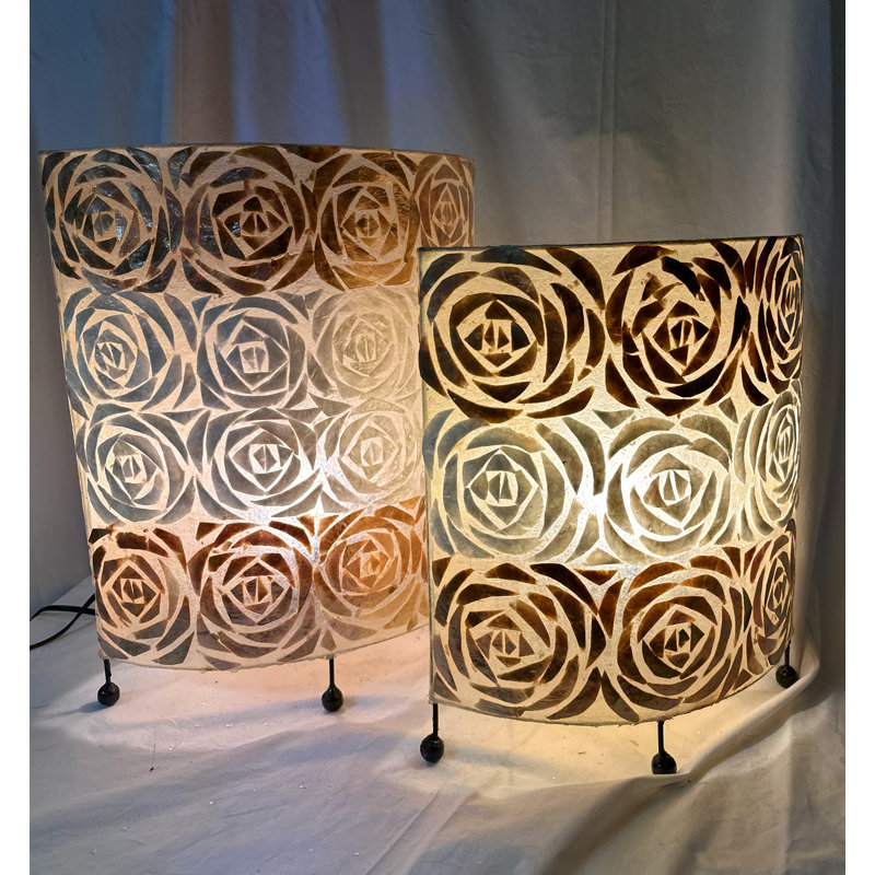 Hand Made Oval Shell Table Lamp Set