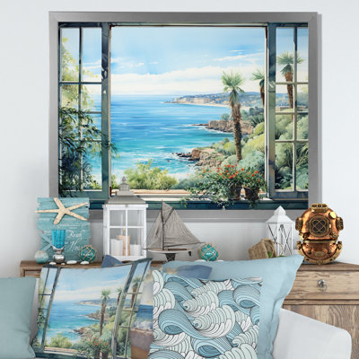 Seaside, vue tropicale II - fenêtres côtières, art mural