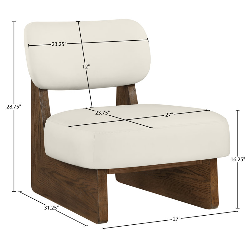 Fauteuil d'appoint en cuir Vetra Lystra, Crème végétalien en cuir, Brun