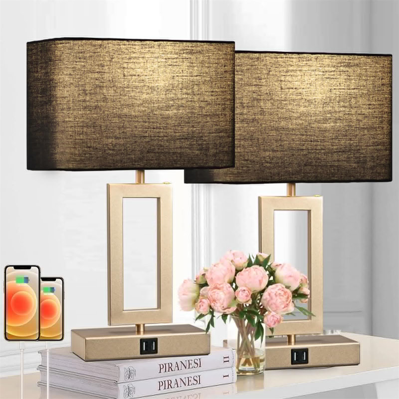 Ensemble de 2 lampes de table 22 po pour 2 chambres à commande tactile avec 2 ports USB, H 22,01 po x l 12,4 po x P 6,69 po