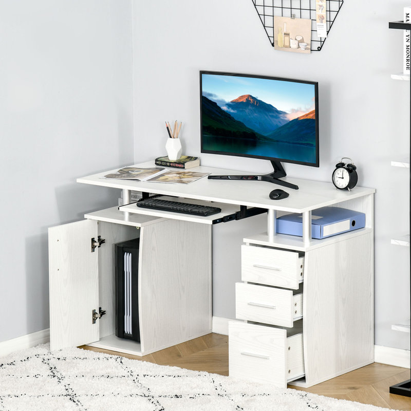 Kendell Computer Desk, White, 29.5" H x 47.2" W x 21.7" D