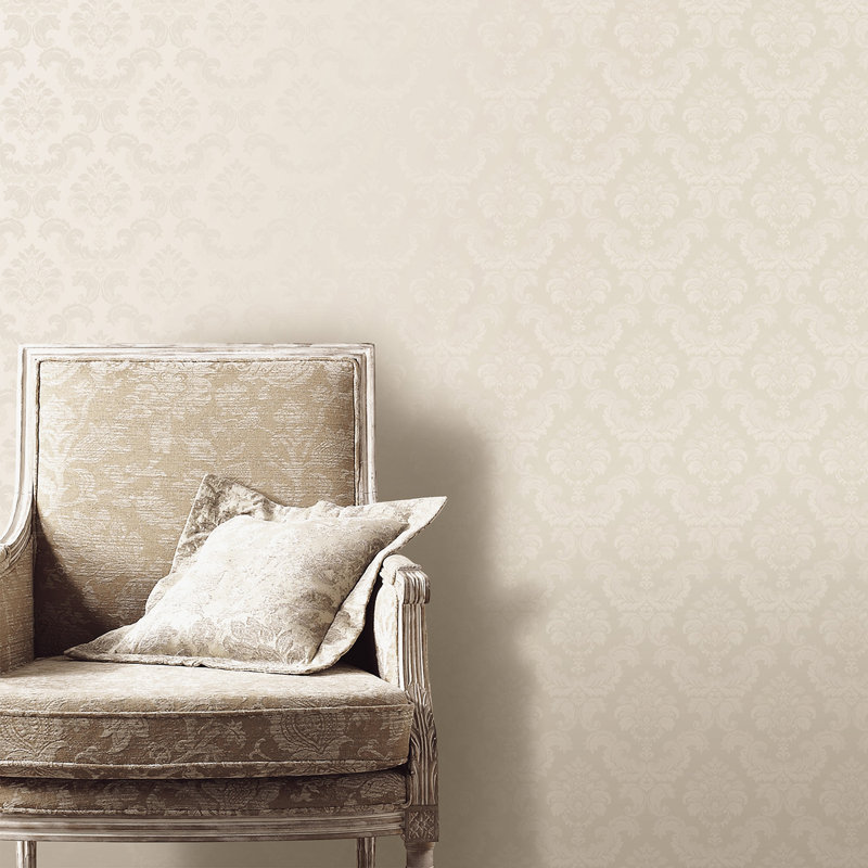 Palmwood 10m x 52.8cm Semi-Gloss Wallpaper Roll, Cream