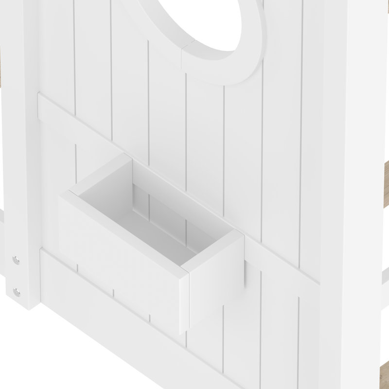 Lit de jeu Ferness Enchanted Montessori avec pin et tablette de rangement, Double, Blanc