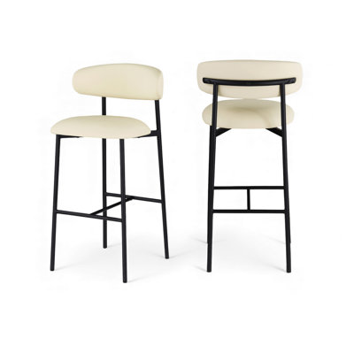 Tabouret de bar rembourré en cuir Lupita